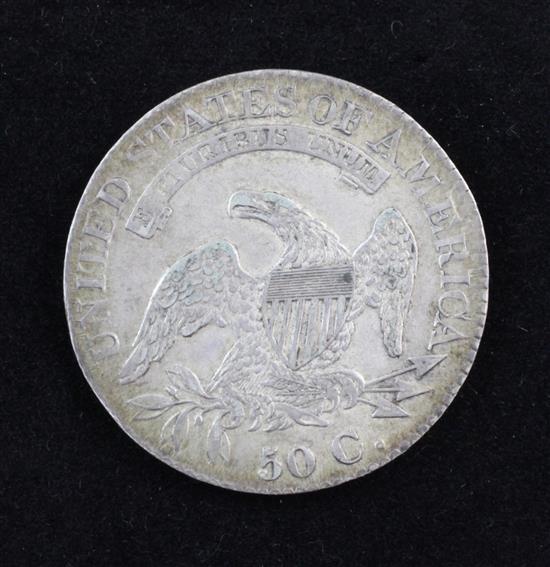 A US 1825 50 cents coin, VF.